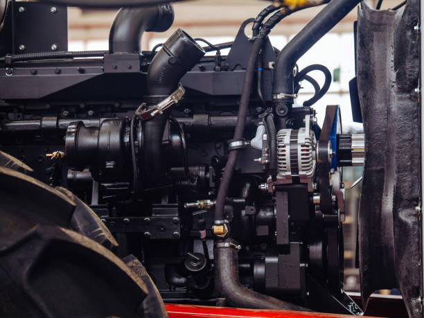 Engine and mechanism of new modern agricultural combine harvester