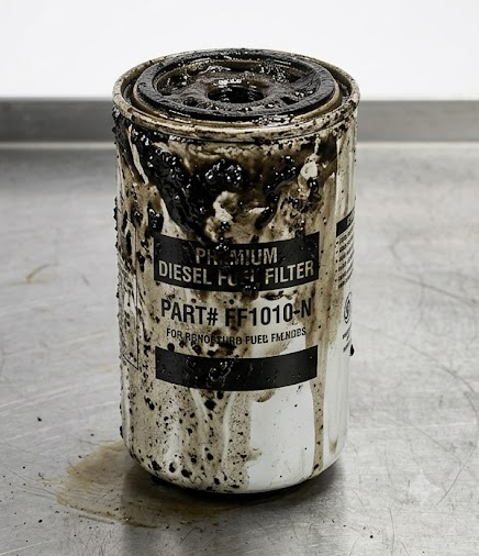 Clogged diesel fuel filter causing restricted fuel flow in a 5.9L Cummins