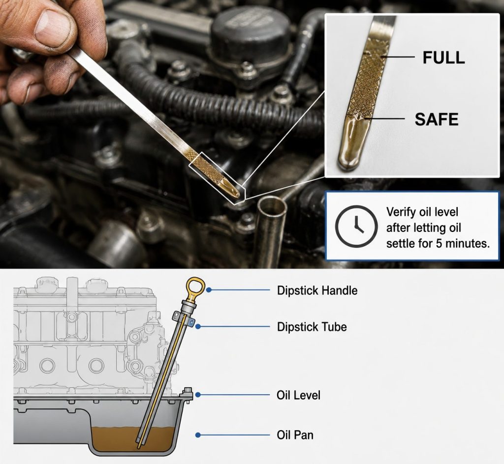 checking dipstick for 5.9 cummins oil capacity level