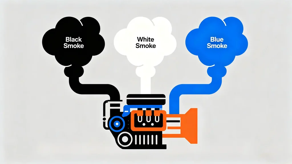Black, White, or Blue Smoke from a Diesel Engine